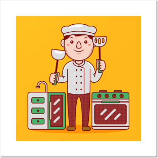 Cute Chef Cartoon Posters and Art